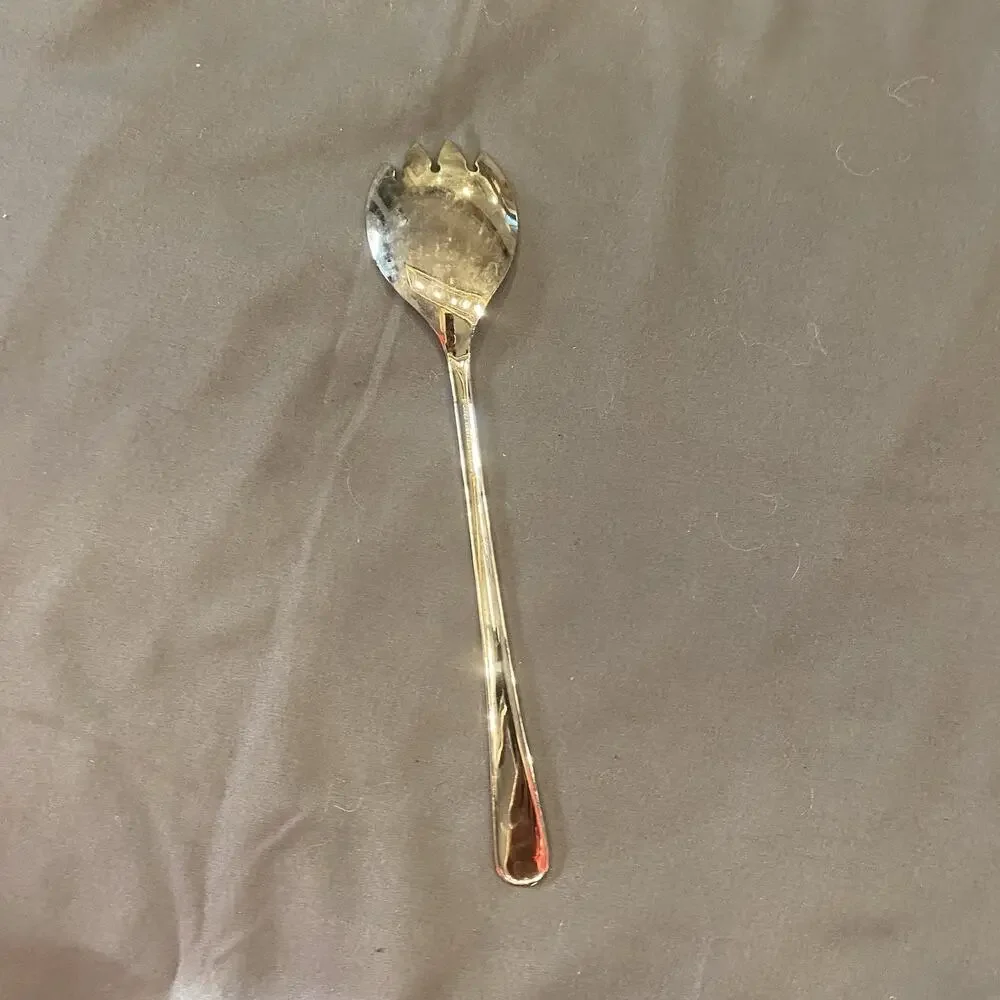 Vintage Sheffield England Silver Plated Serving Spoon Fork 9.5” Scalloped Bowl